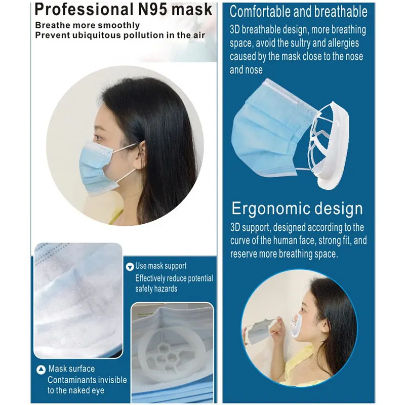 

Hot 5 PCS Breathing Bracket 3D Bracket for Comfortable Wearing Inner Support Frame Keep Fabric off Mouth Reusable Washable H