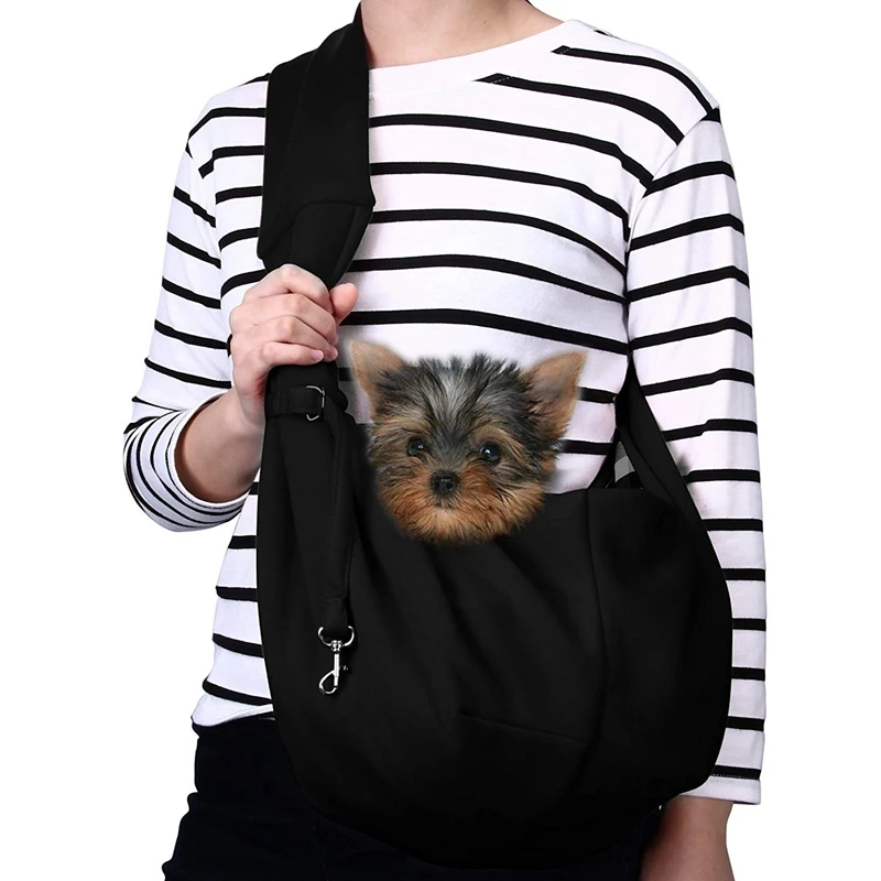 

Pet Carrier Hand Free Sling Adjustable Padded Strap Tote Bag Breathable Shoulder Bag Front Pocket Belt Carrying Small Dog Cat