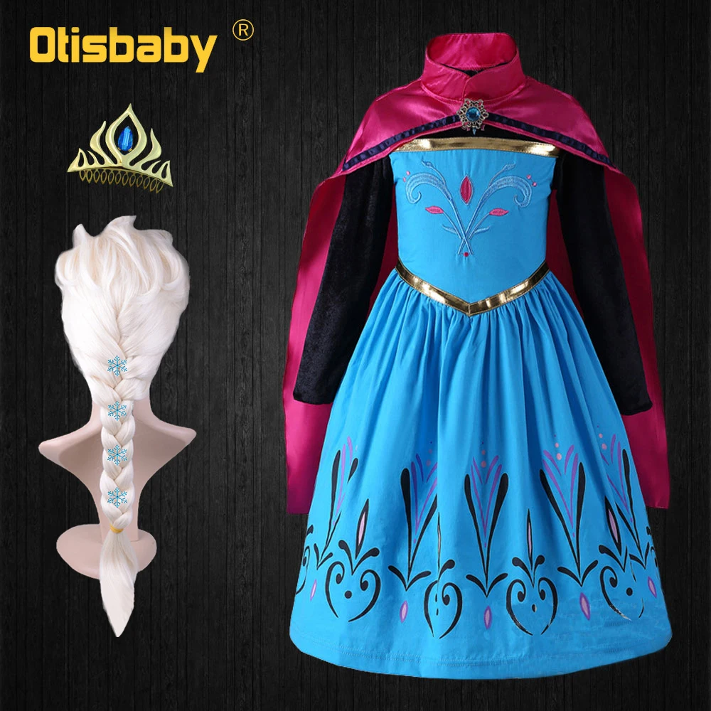 

Girl Elsa Coronation Dress Up Halloween Snow Queen Elza Princess Costume Girls Long Sleeve Princess Elsa Party Cosplay Costumes