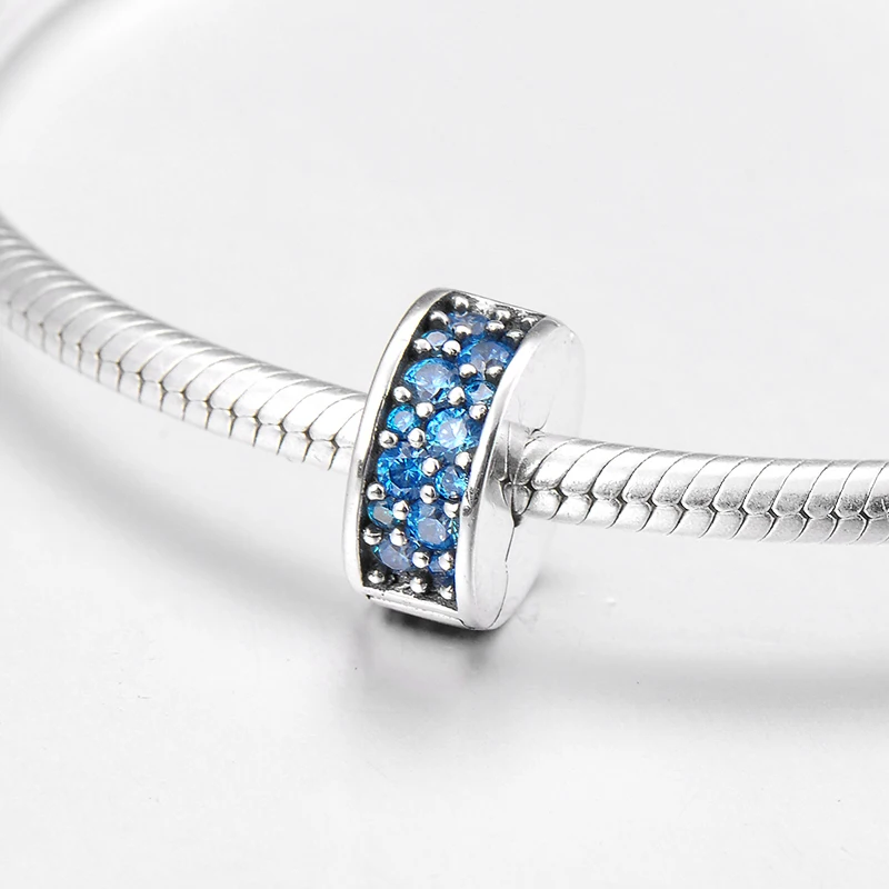 Квадратные синие фианиты 100% Аутентичные зеркальные серебряные мелкие зажимы