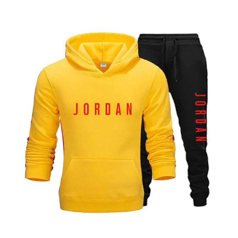 

Fashion Brand JORDAN Printed Hoodie Sets Men's Autumn And Winter Fleece Warm Clothing Jogger Casual Sets