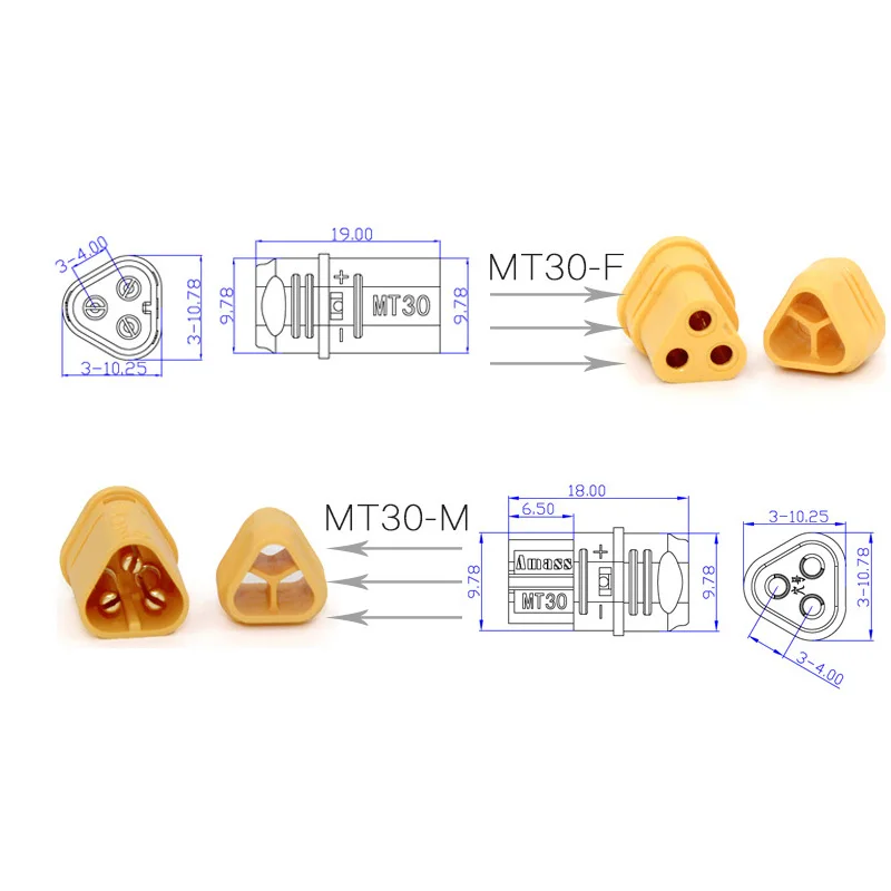 10 пар 3 контактный разъем amass mt30 2 мм