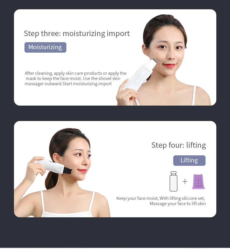 JinKaiRui Ultrasonic Shovel Skin Massager Portable Scrubber Vibration Clean Exfoliation Blackhead Removal