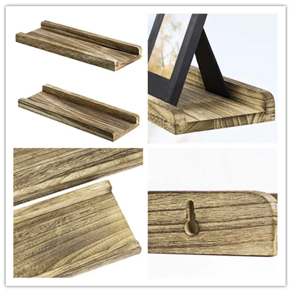 

2pcs/set Multifunctional Home Decor Office Wooden Wall Mounted Display Rack Floating Shelves Kitchen Storage Holder Living Room