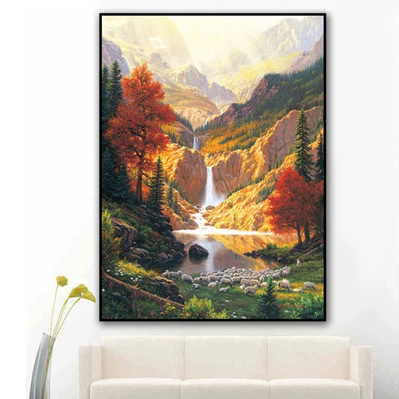 

DIY Diamond Painting Waterfall Landscape 5d Handicraft Full Square Diamond Embroidery Cross Stitch Mountain Wall Art