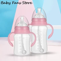 newborn feeding bottle silicone straw drinking bottles infant baby juice milk feeder nipple sucking cups portable pacifier