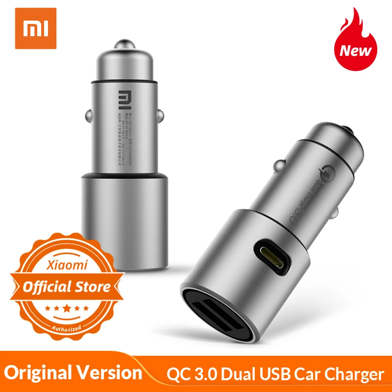 Оригинальный Xiaomi устройство для автомобиля с двумя портами USB Зарядное QC 3 0 36 Вт
