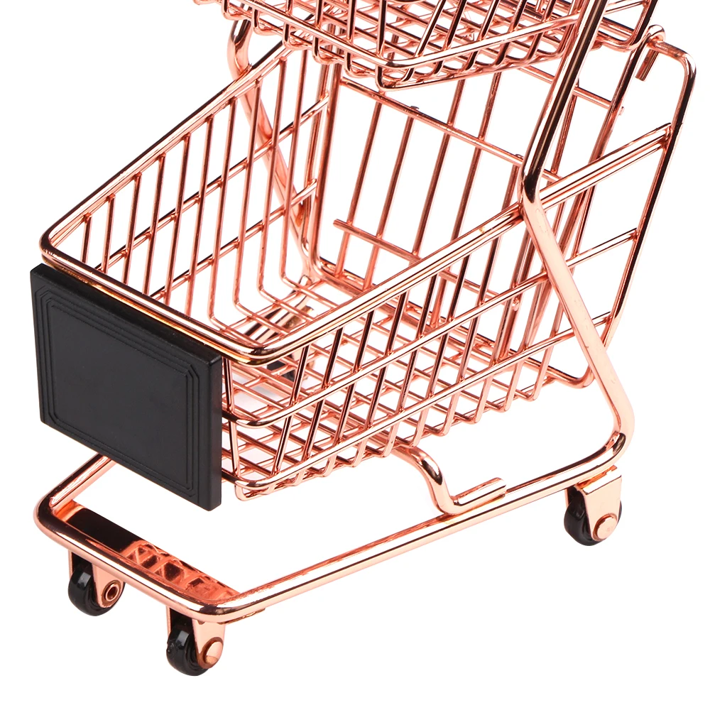 Nordic Mini Storage Basket for Lipstick Cosmetic Egg Vogue Rose Gold Metal Double Layers Shopping Cart Model | Дом и сад