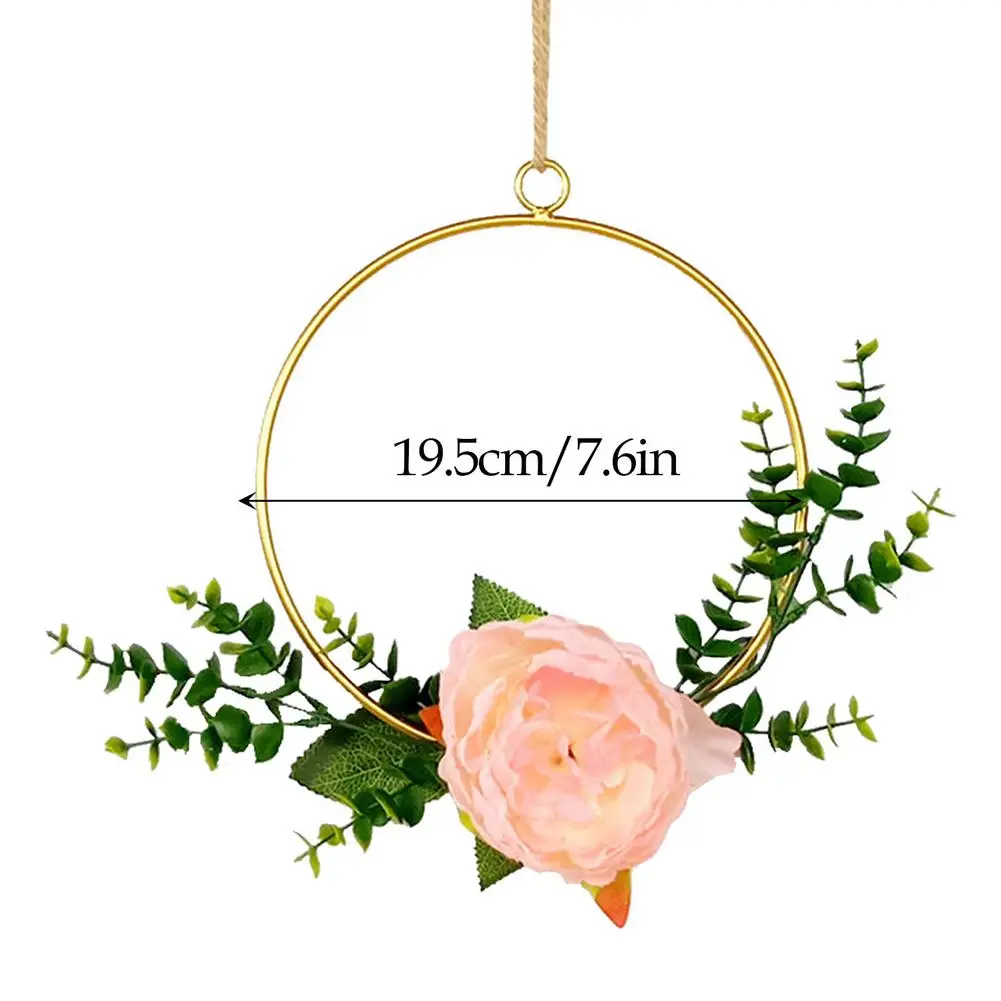 

Metal Floral Hoop Wreath Artificial Plant Iron Garland Pendant For Living Room Bedroom Wedding Party Home Decoration