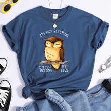 Ropa Estoy descansando mis ojos búho camisetas para mujer retro ropa de mujer grande camiseta de hip hop...