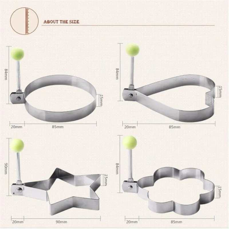 5 штук яичная пресс форм Нержавеющая сталь круглой формы в форме цветка сердца
