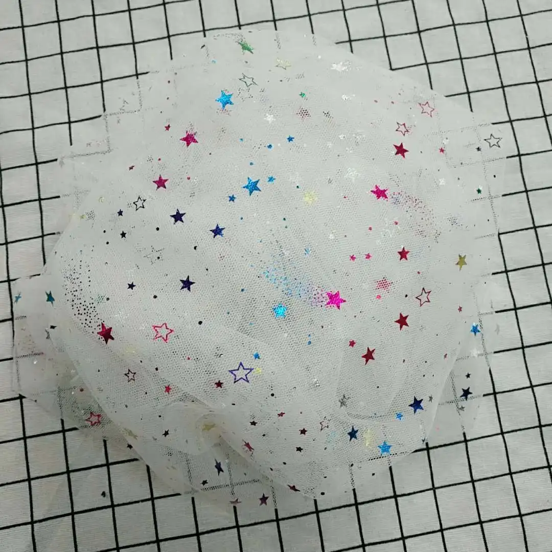 Colorful Star2 5 ярдов/партия) 150 см, Звездный тюль, блестящие конфетти, тюль, сетчатая ткань, юбка-пачка, помпон, мягкий сквин, тюль, сделай сам, украшение для свадьбы, дня рождения - Цвет: Colorful Star2