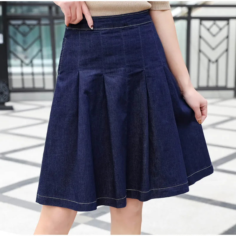 Бальные плиссированные джинсовые юбки размера плюс с высокой талией 4Xl 7Xl Harajuku