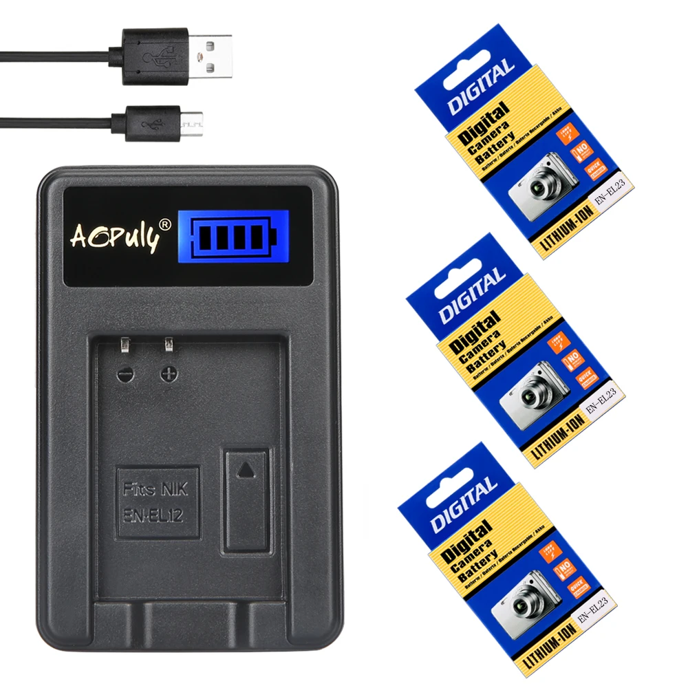 EN EL23 зарядное устройство литий ионная аккумуляторная батарея LCD USB для Nikon CoolPix P600