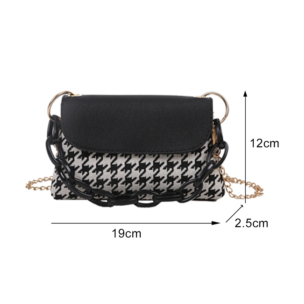 

Fashion Small Square Houndstooth Pattern Crossbody Bags Women Vintage Handbags Flip Chain Shoulder Bag