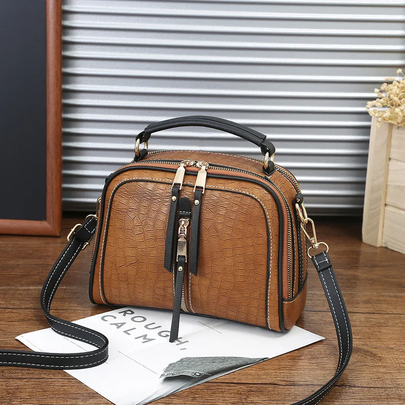 Brown Square Bag Винтажная женская сумка, роскошная сумка из змеиной кожи, модная кожаная сумка-мессенджер, одноцветная сумка на плечо, сумка на молнии, подарок для девочки, bolsos - Цвет: Brown Square Bag