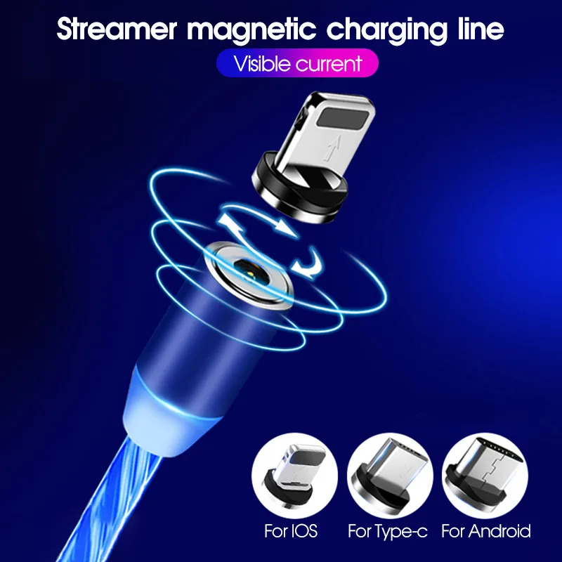 usb phone charge cable data line cable car streamer data cable phone fast charging 360 degree magnetic auto accessories free global shipping