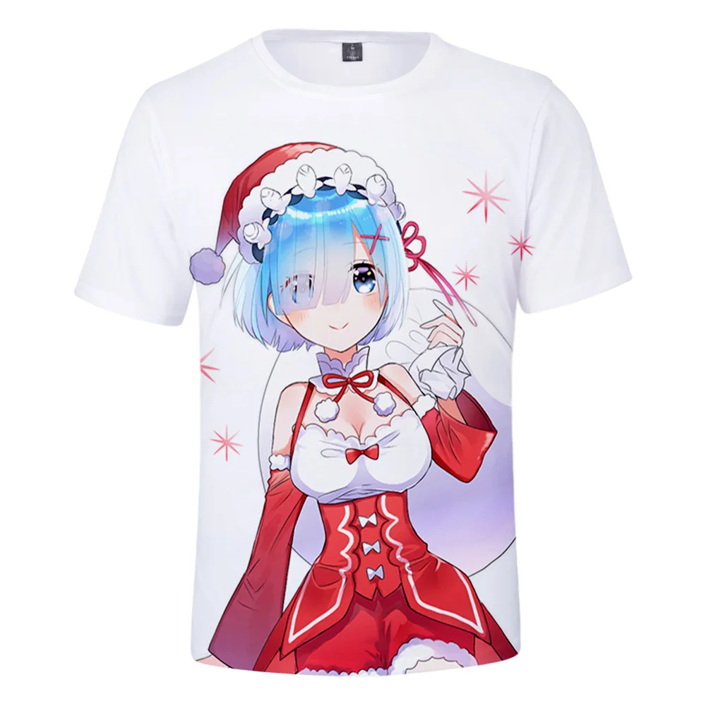 Новинка Kawaii Re Zero Rem аниме футболка дышащая летняя с коротким рукавом для
