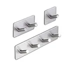 Самоклеящиеся настенные задняя дверь крючки из нержавеющей стали для тяжелых условий вешалка для одежды Ванная комната кухонное полотенце нержавеющие крюк 1 шт.