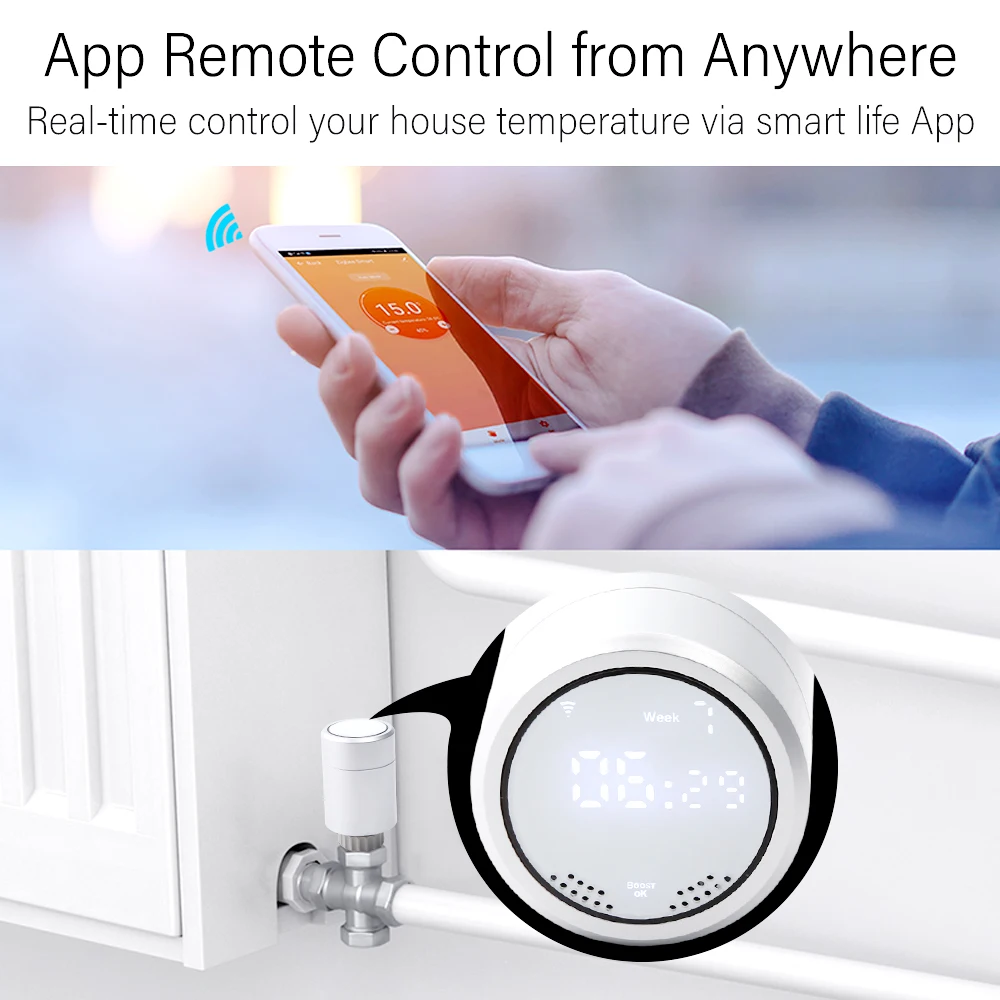 Термостатический привод радиатора ZigBee3.0 Tuya Smart TRV программируемый клапан