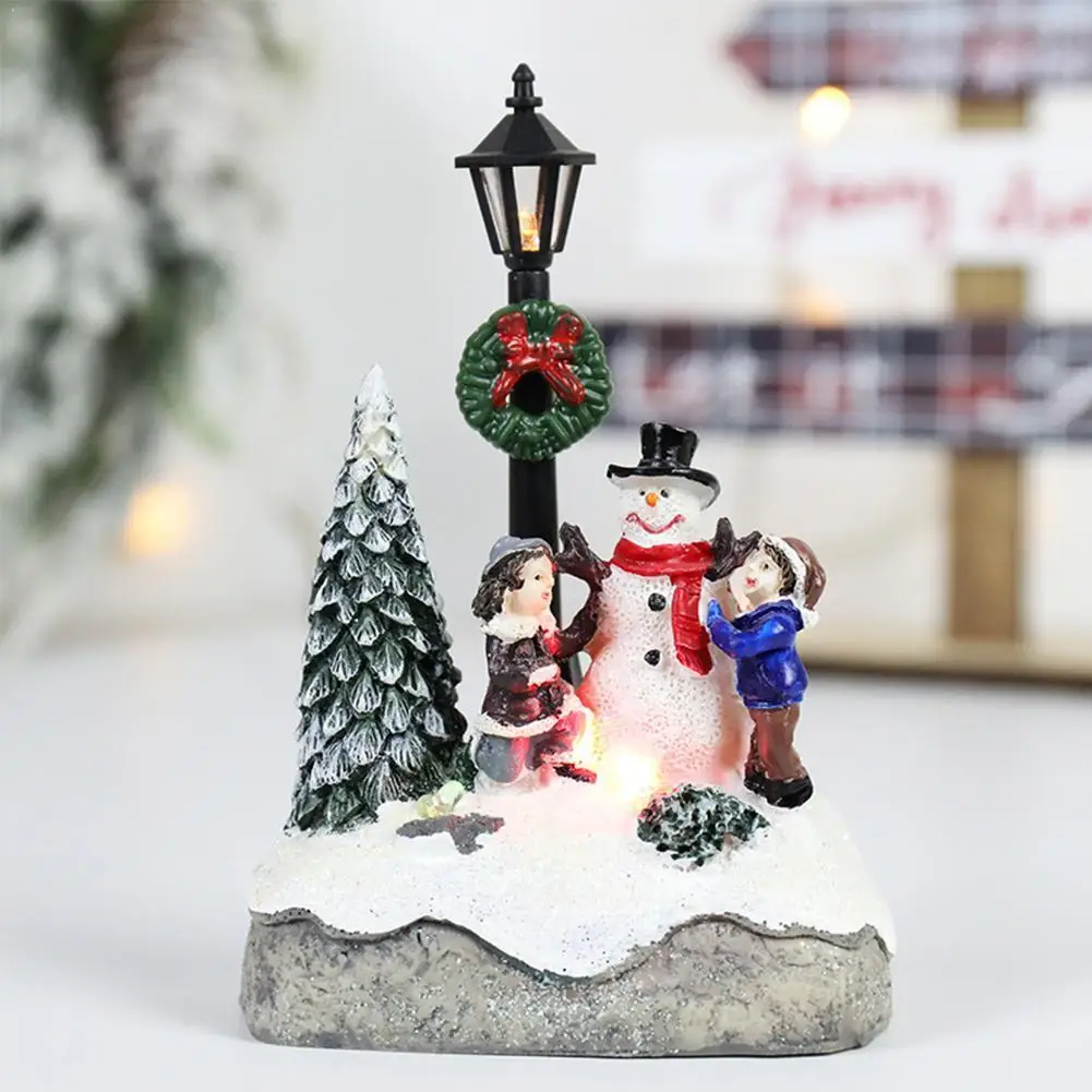 

Cute Christmas LED Lighted House Hand-Painted Tabletop Village Scene Decoration Up Holiday Gift Centerpieces Light K9G9