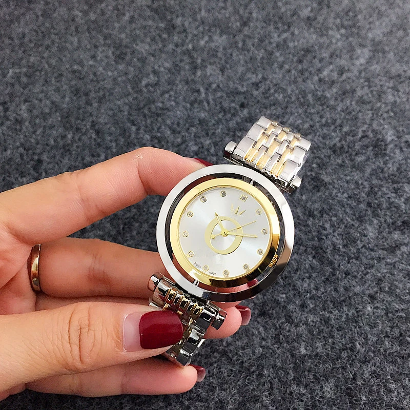 Роскошные Reloj Mujer Лидер продаж Новые Топ Леди Серебро Золото Полный сталь кварцевые часы леди праздник подарок подходит Pandoraes