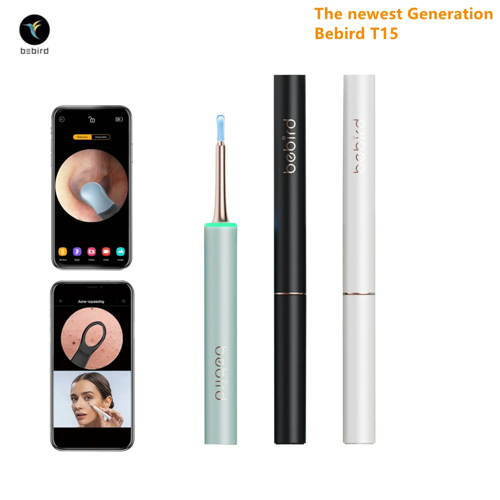 New Bebird T15 R1 Smart Visual Ear Cleaner Health Care Minifit 2in1 Acne Wax Removal HD1080P Otoscope IP67 Waterproof Endoscope