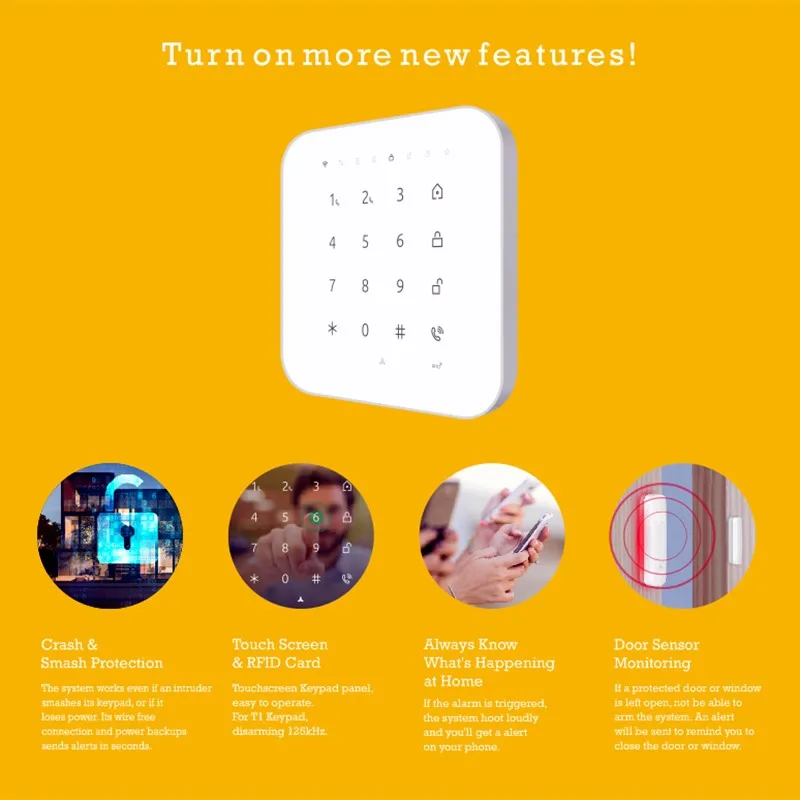 tuya alarm wifi gsm alarm wireless home security alarms house intrusion alarm burglary support alexa google ip camera monitoring free global shipping