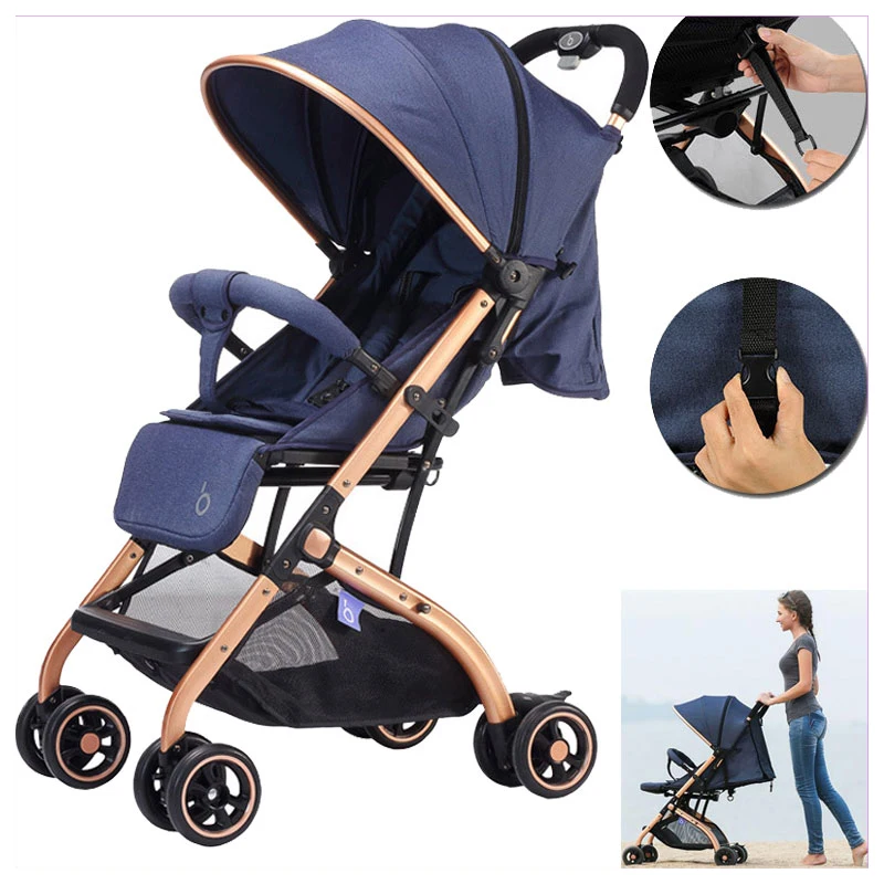 Baby Stroller Multifunctional Lightweight Baby Carriage Quick Folding Detachable Fabric Travel System Plane Baby Stroller Buggy