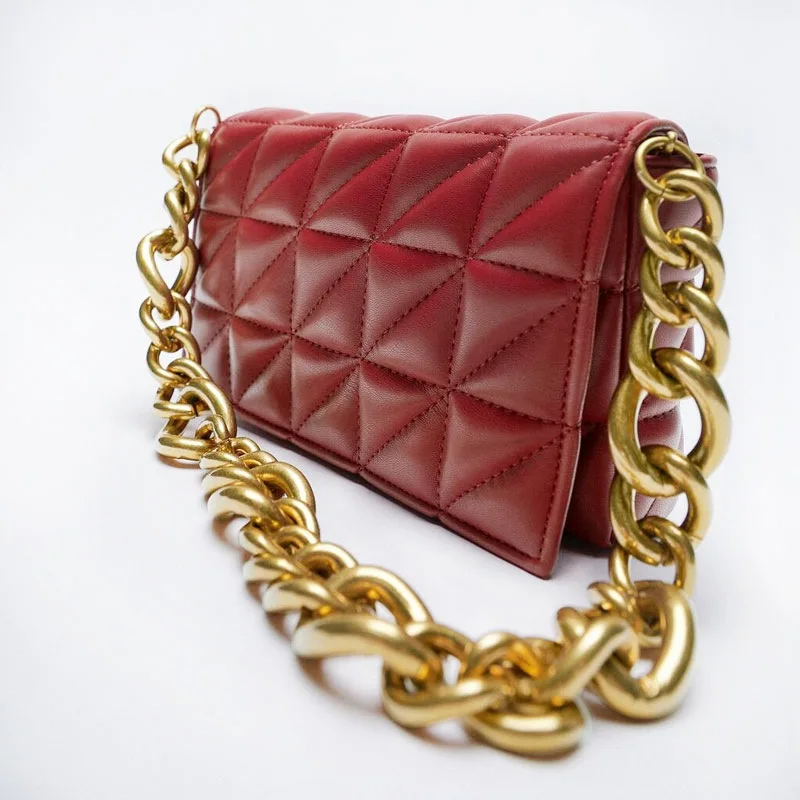 

2021 Luxury Brand Chain Designer PU Leather Shoulder Bags For Women Solid Color Purses and Handbags Female Fashion Tote Bags