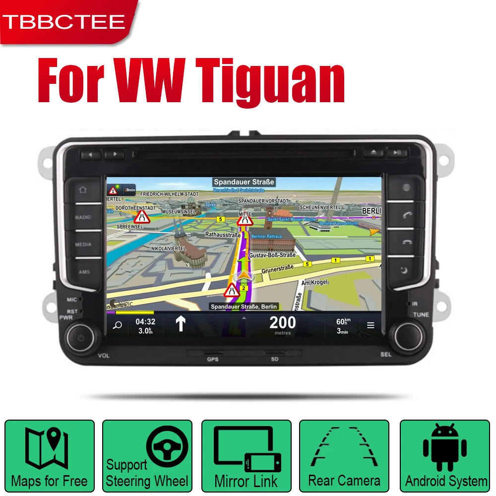 Автомагнитола 2DIN Android стерео GPS-навигация для Volkswagen VW Tiguan 2007 2008 2009 2010 2012 2013 2014 Wi-Fi |