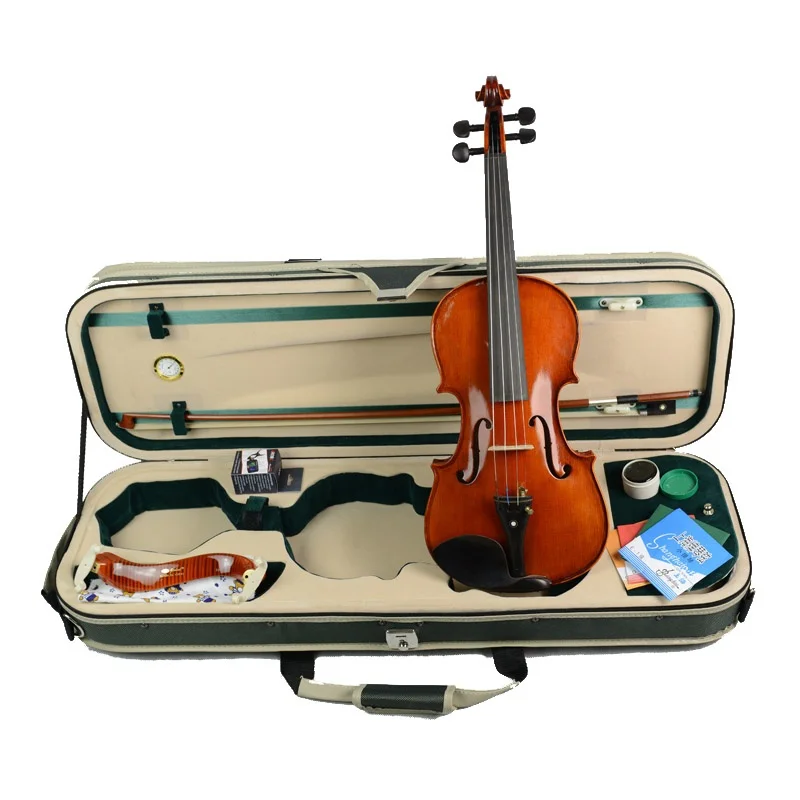 4/4 полноразмерная Кленовая огневая твердая скрипка с чехлом и бантом полный