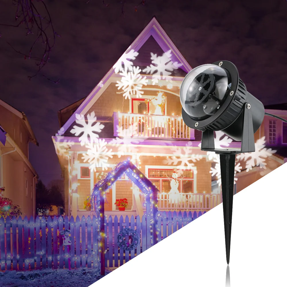 Уличный проектор со снежинками водонепроницаемый Вращающийся светильник для
