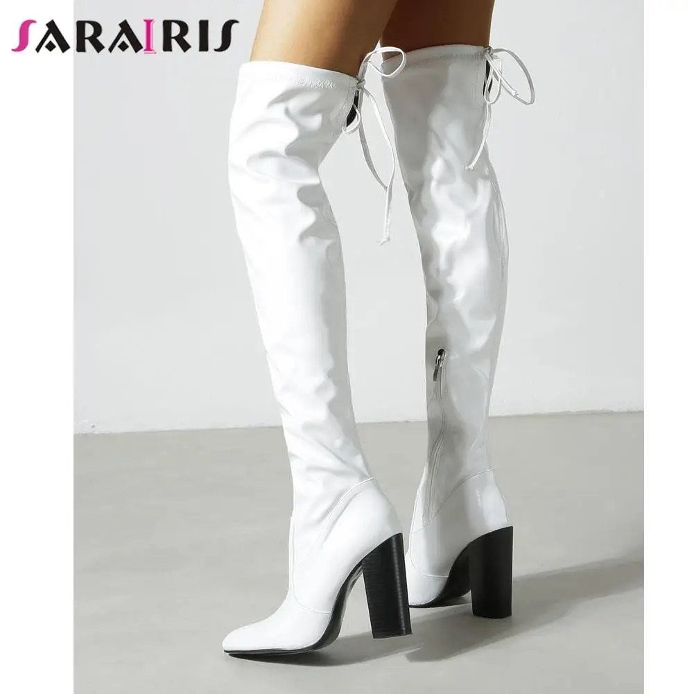 

Женские мотоциклетные сапоги на высоком каблуке, выше колена