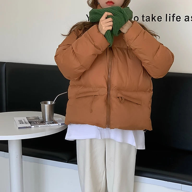 Зимние Короткие пуховики с подкладкой женские модные парки большого размера в