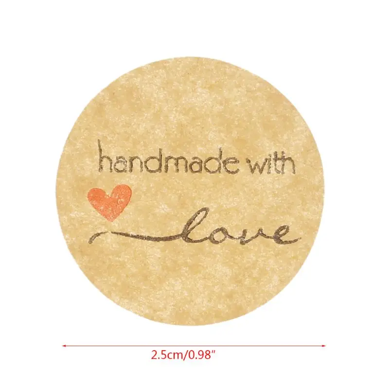 

500pcs Round Kraft Natural Handmade With Love Thank you Stickers Seals Scrapbook DIY Craft For Party Wedding Decoration 87HB