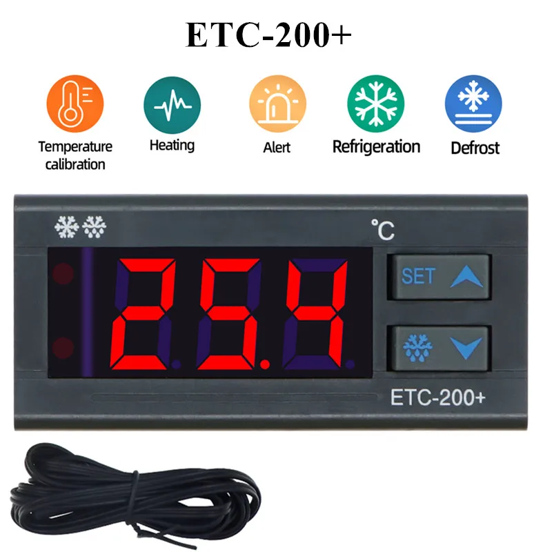 

ETC-200+ Mini Temperature Controller Microcomputer thermostats Digital Thermostat Refrigeration Defrosting Alarm 220V 40% off
