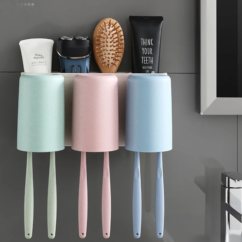 ecoco 234 cup toothbrush holder wall mount toothbrush toothpaste cup storage bathroom accessories for family couples set free global shipping