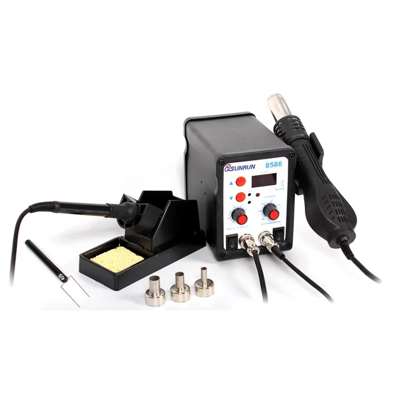 8586 2in1 SMD паяльная станция паяльник горячего воздуха пистолет ESD 3 сопла для