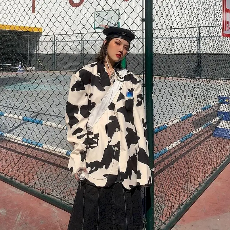 

casual loose mid-length single-breasted small British style suit 2020 autumn new Korean cow suit jacket female loose