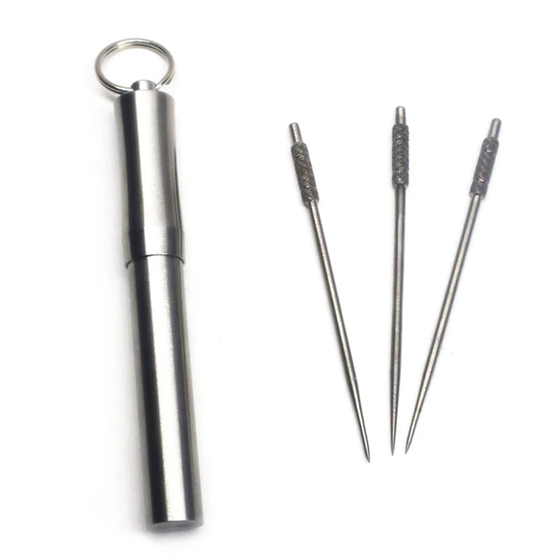 4 шт./компл. многоразовый нетоксичный титановый зубочистка и держатель эко чехол