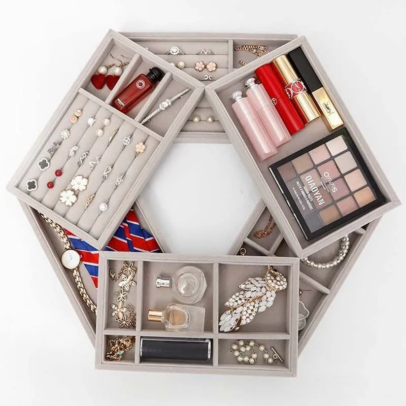 

Velvet Jewelry Storage Tray Display Jewel Holder Stand Bracelet Necklace Ring Storage Box Showcase Drawer Jewelry Organizer