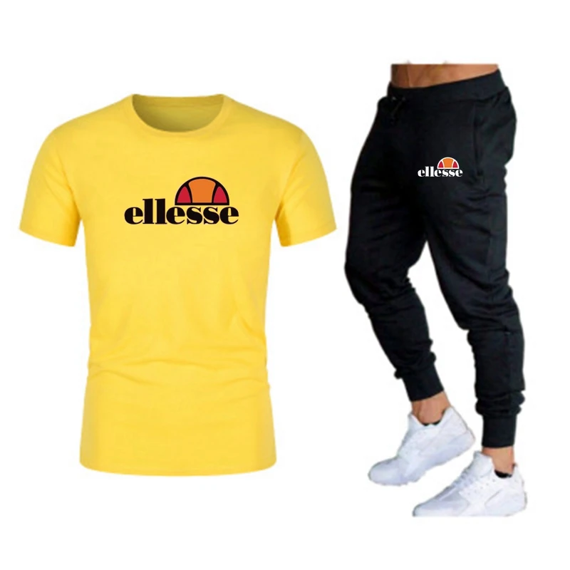 

2021 Summer Fashion Casual Brand Men Suit Sportswear Sports Suit Men Short Sleeve Shirt T-shirt 2 Piece Set