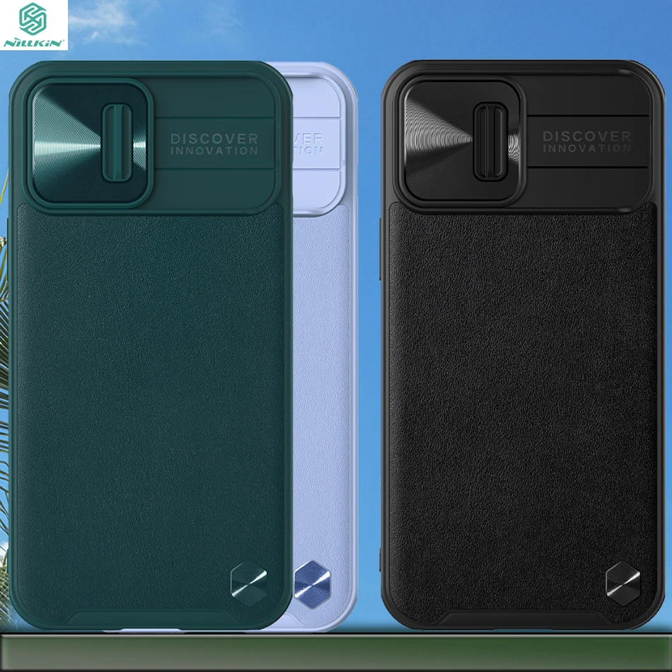 

For Iphone 13 Pro Max Camera Lens Protection NILLKIN Luxury Delicate Lextured Leather CamShield Leather Case Anti-Slip Strips