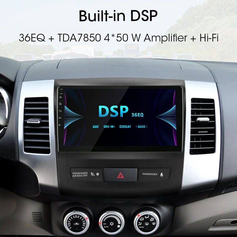 Vtopek 9" 4G Wifi Android Автомагнитола для Mitsubishi Outlander 2 2005-2012 2.5D Сенсорный экран 2G+32G Видеоплееры Coche с рамкой.