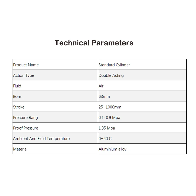 

Optional magnet Free shipping SC63 type Standard cylinders 63mm bore single rod double acting pneumatic cylinder