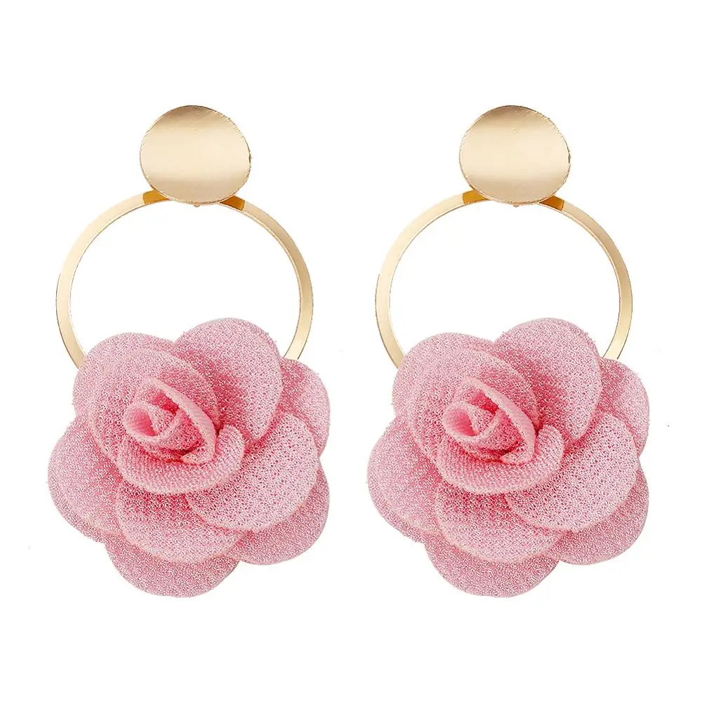 Женские серьги с цветными розами Dvacaman Модные металлические массивные свадебные