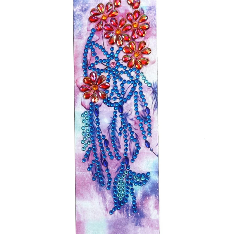 

DIY Diamond Painting Bookmark, Painting By Numbers Kit, Embroidery Painting Tassel Leather Bookmark Set,Flower