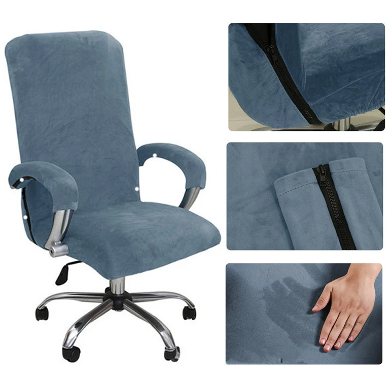 

2023 1Set Velvet Elastic Chair Cover Thickened Internet Cafe Cinema Armchair Case Office Staff Computer Swivel Seat Cover