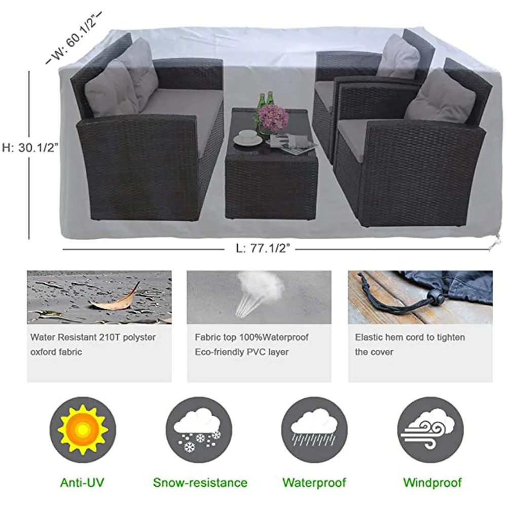 

72Sizes Black Outdoor Patio Garden Furniture Waterproof Covers Rain Snow Chair covers for Sofa Table Chair Dust Proof Cover